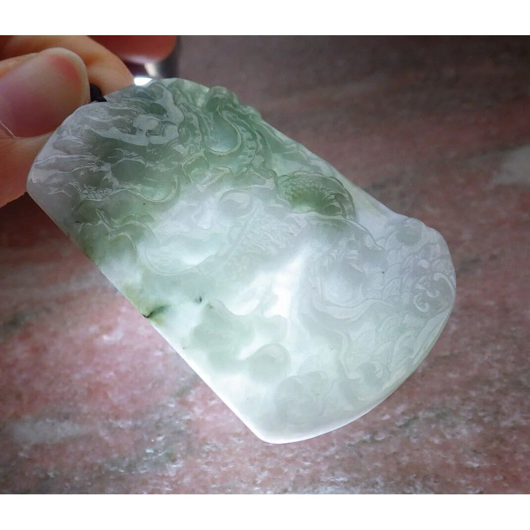 Certified Green Burma Natural A Jade Jadeite Pendant Dragon Necklace - Image 4