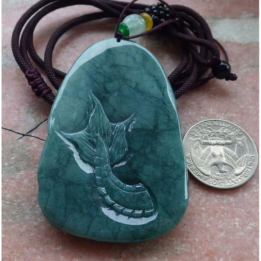 Certified Green Burma Natural A Jade Jadeite Pendant Dragon - Image 9