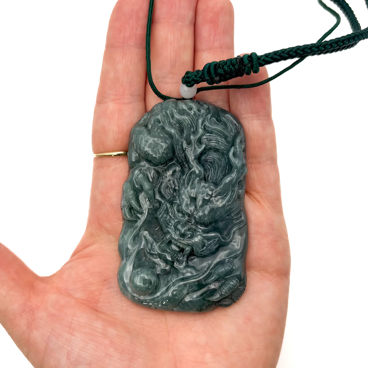 Certified Green Burma Natural A Jade Jadeite Pendant Dragon Necklace - Image 9