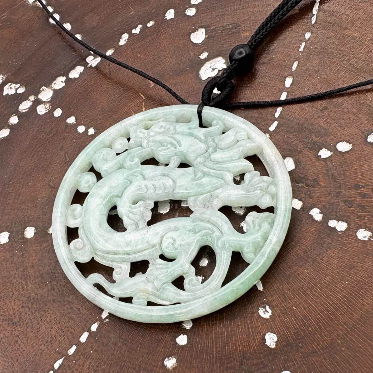 Certified Green Burma Natural A Jade Jadeite Pendant Dragon Circle - Image 13