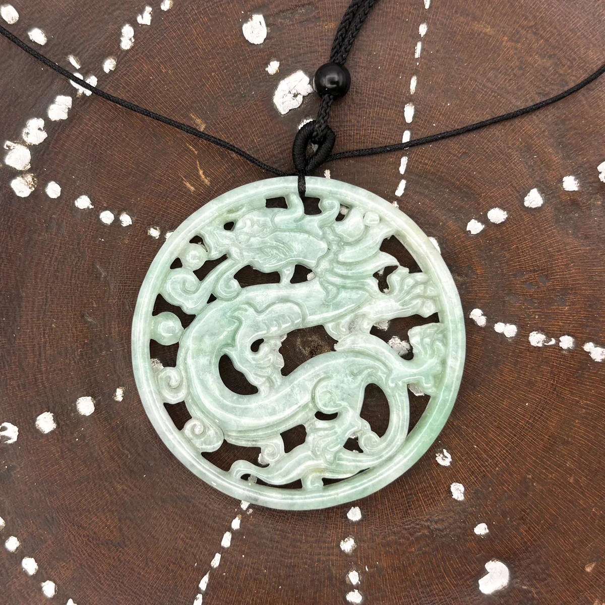Certified Green Burma Natural A Jade Jadeite Pendant Dragon Circle - Image 3