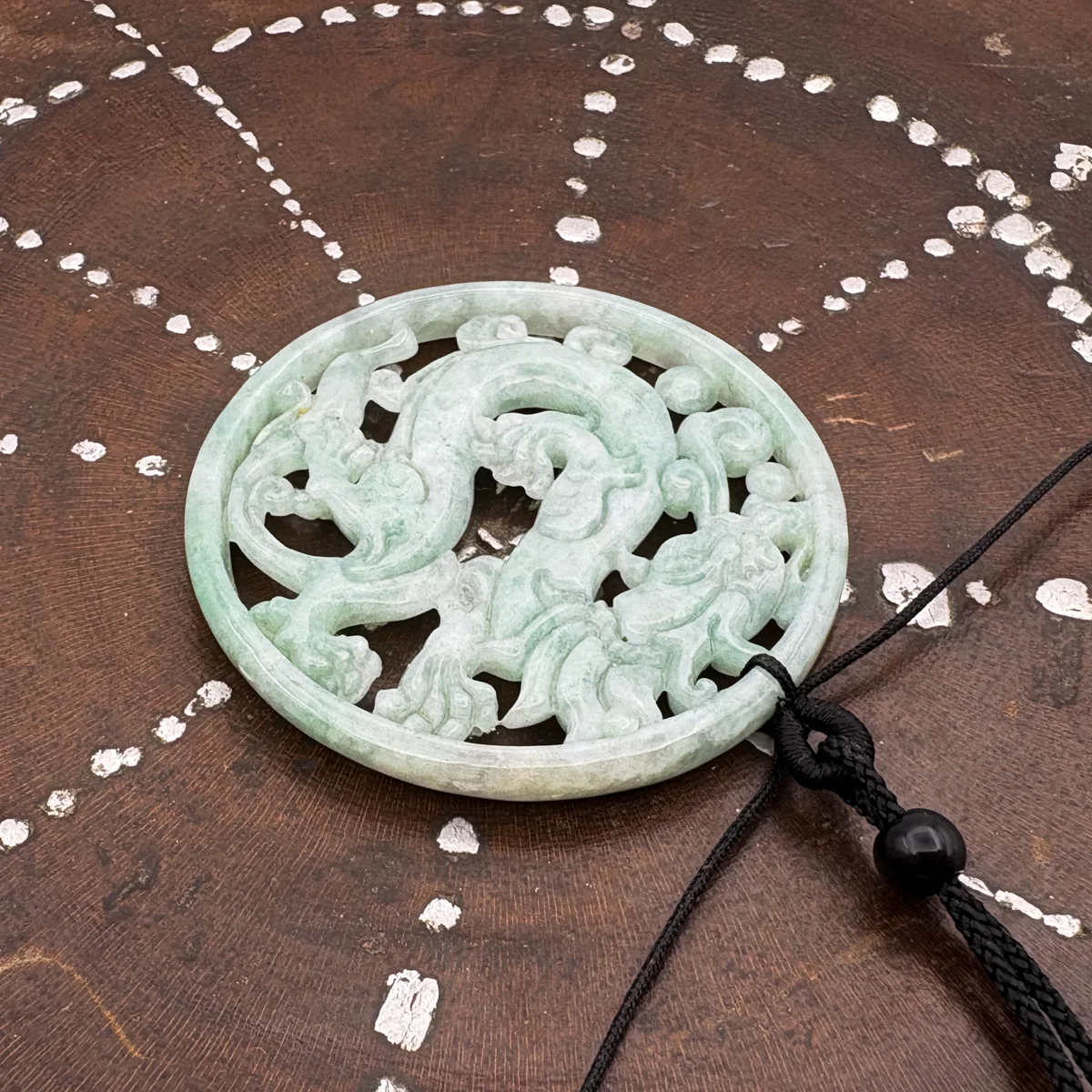 Certified Green Burma Natural A Jade Jadeite Pendant Dragon Circle - Image 5