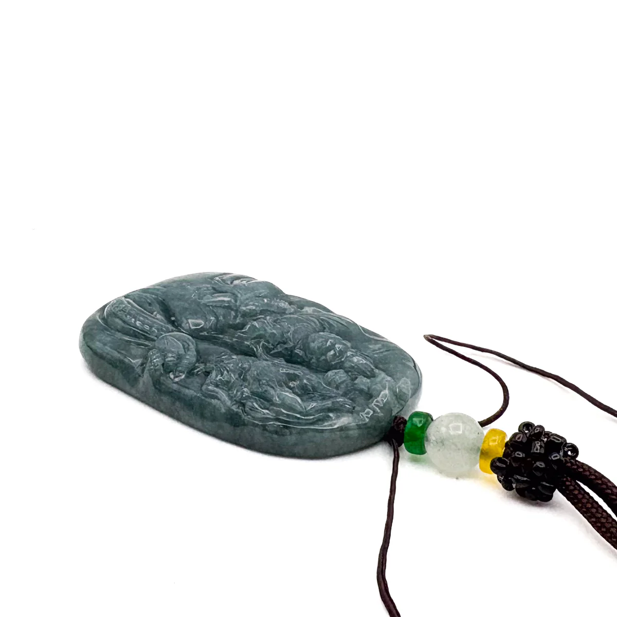 Certified Green Burma Natural A Jade Jadeite Pendant Dragon Guanyin Necklace - Image 6