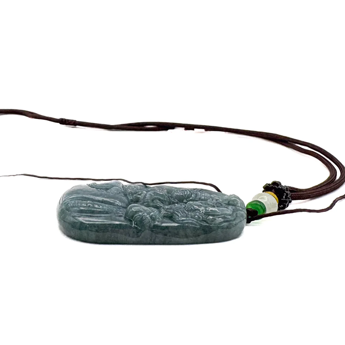 Certified Green Burma Natural A Jade Jadeite Pendant Dragon Guanyin Necklace - Image 8