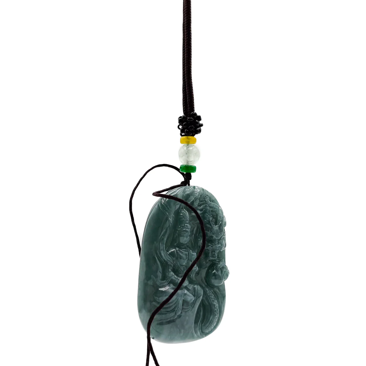 Certified Green Burma Natural A Jade Jadeite Pendant Dragon Guanyin Necklace - Image 9
