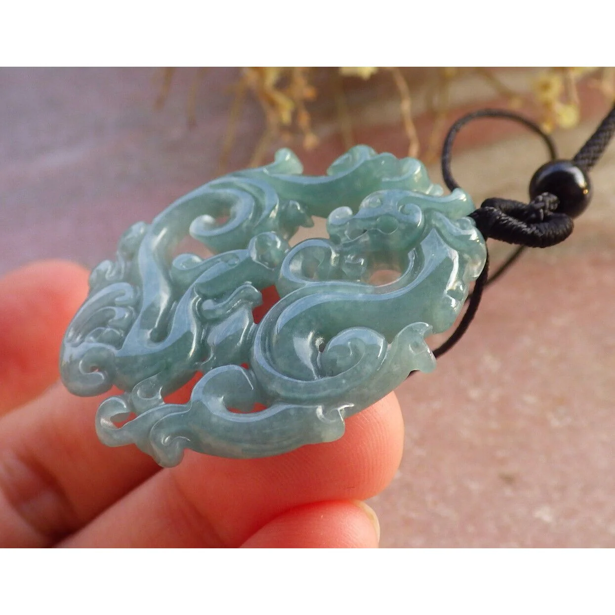 Certified Green Burma Natural A Jade Jadeite Pendant Dragon Phoenix Necklace - Image 7