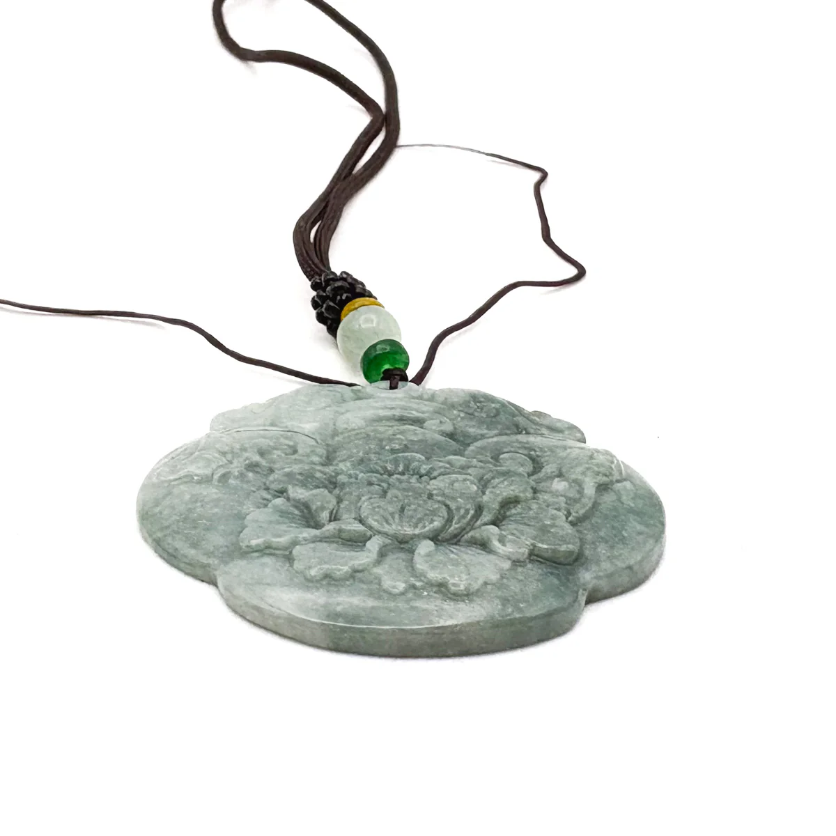 Certified Green Burma Natural A Jade Jadeite Pendant Dragon Ruyi Flower - Image 6
