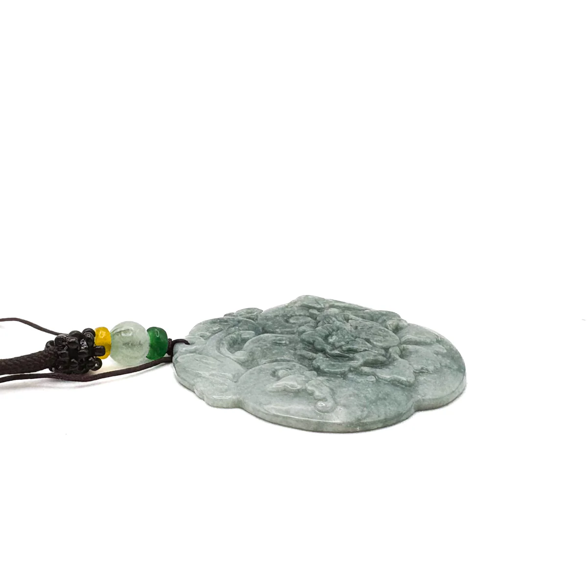 Certified Green Burma Natural A Jade Jadeite Pendant Dragon Ruyi Flower - Image 7