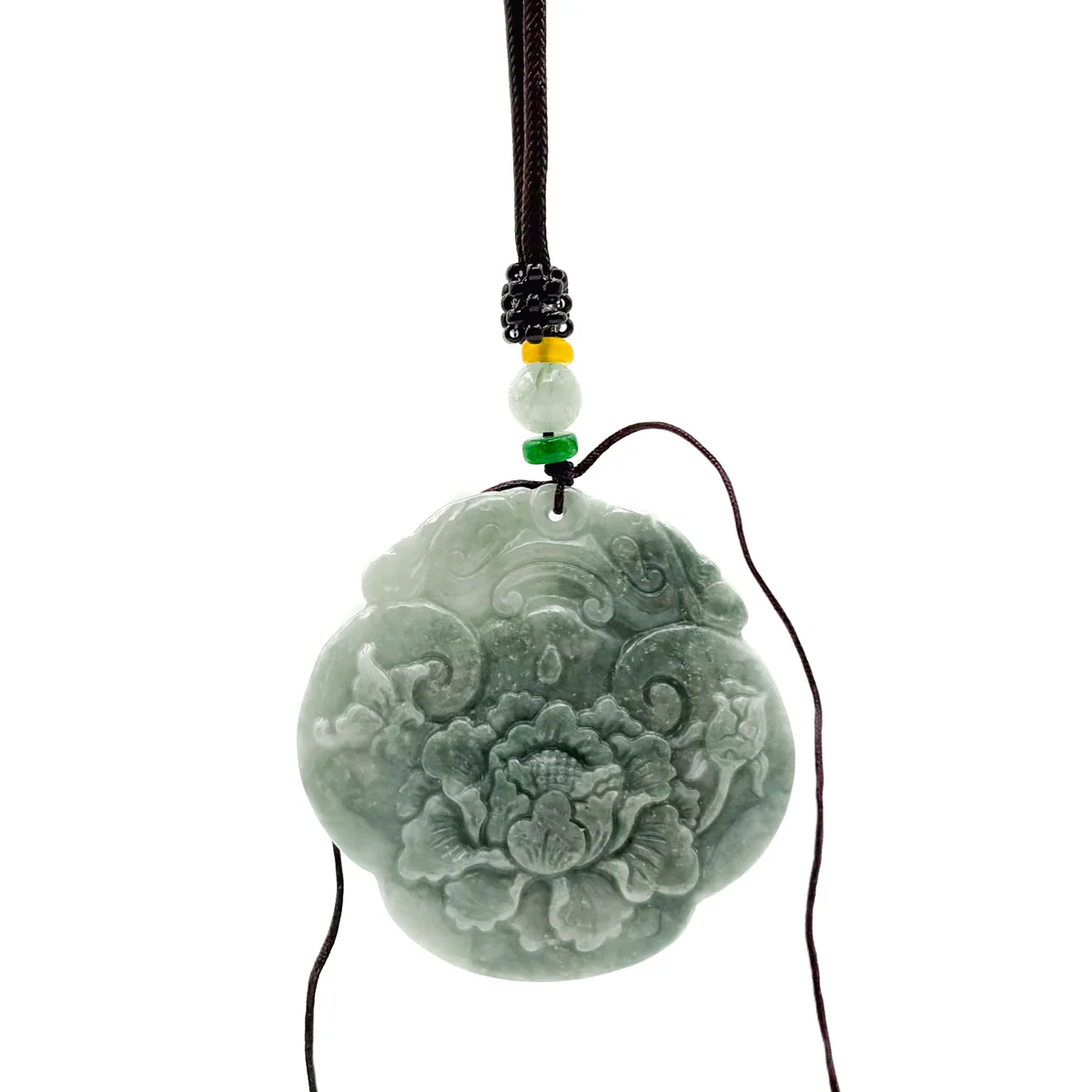 Certified Green Burma Natural A Jade Jadeite Pendant Dragon Ruyi Flower - Image 8