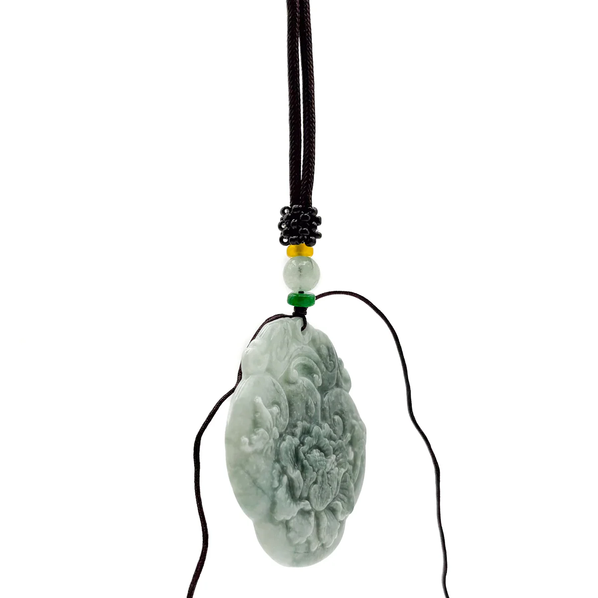Certified Green Burma Natural A Jade Jadeite Pendant Dragon Ruyi Flower - Image 9