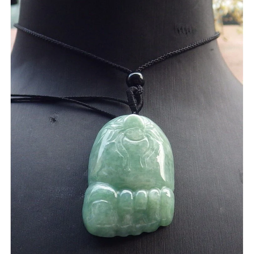 Certified Green Burma Natural A Jade Jadeite Pendant Foot Spider - Image 2