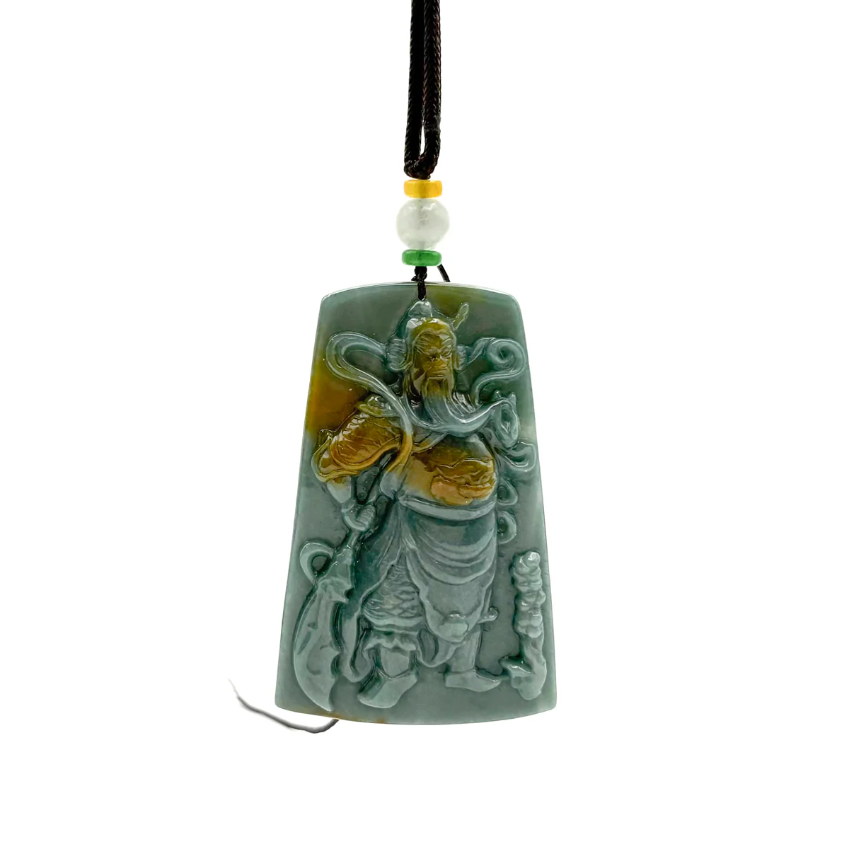 Certified Green Burma Natural A Jade Jadeite Pendant Guan Gong God Necklace - Image 2