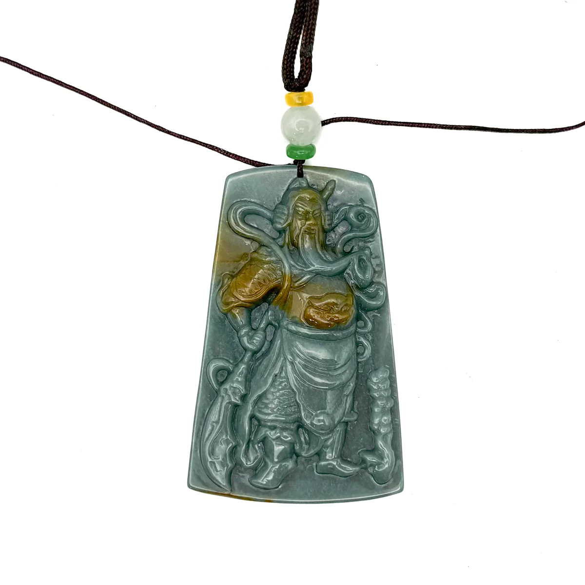 Certified Green Burma Natural A Jade Jadeite Pendant Guan Gong God Necklace - Image 5
