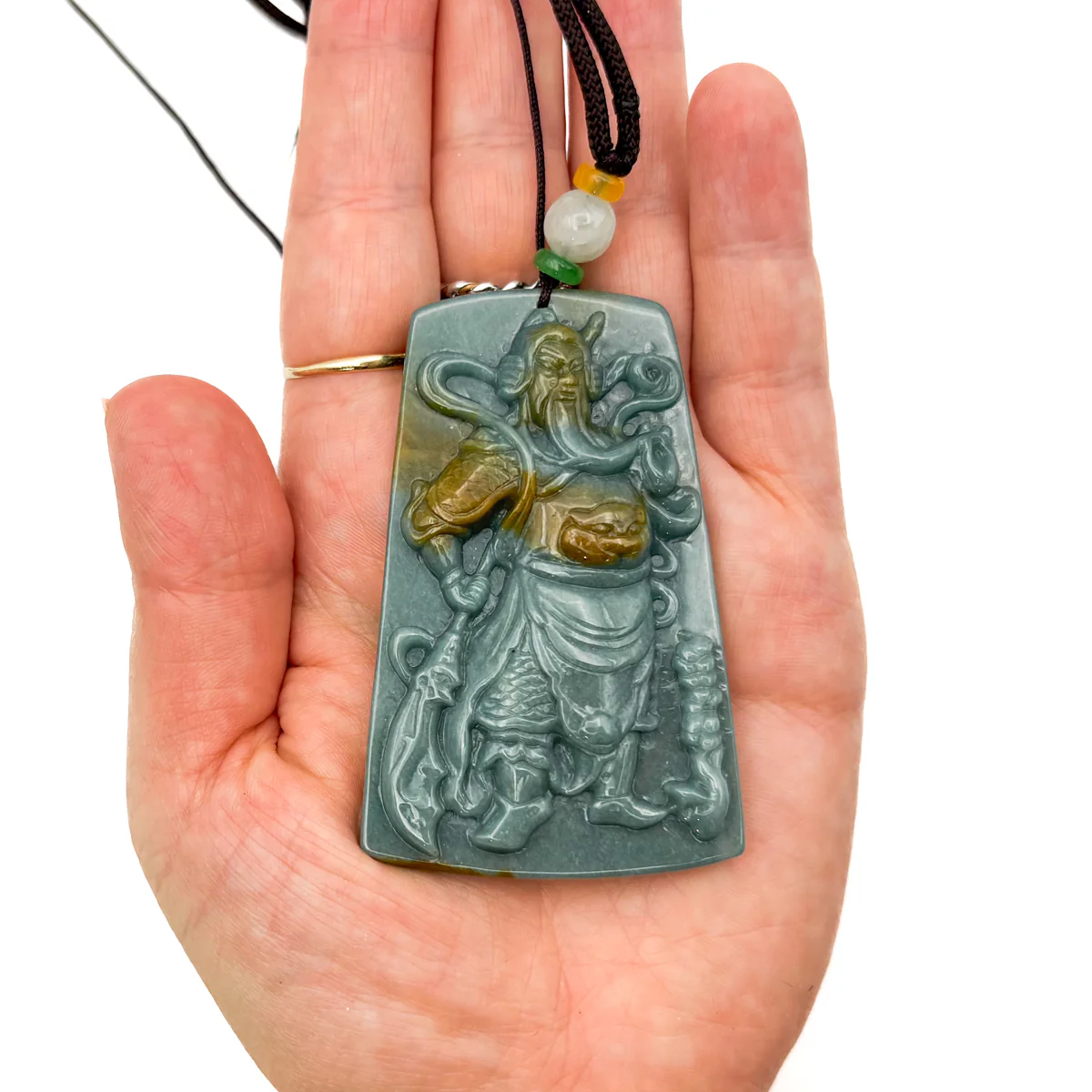 Certified Green Burma Natural A Jade Jadeite Pendant Guan Gong God Necklace - Image 8