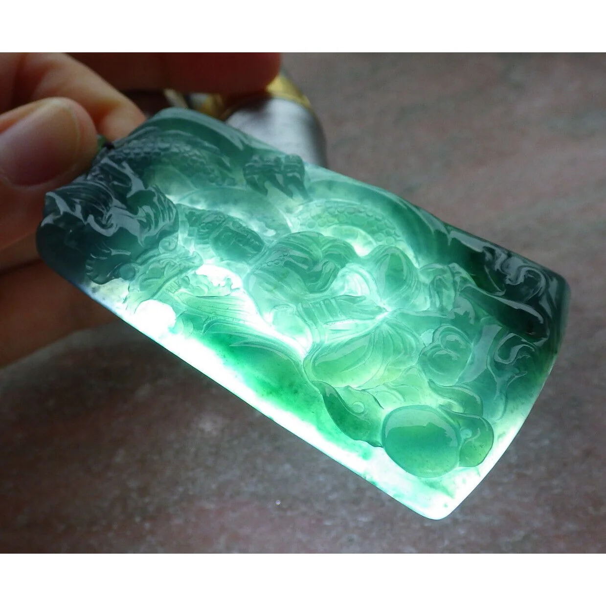 Certified Green Burma Natural A Jade Jadeite Pendant Guanyin Dragon Necklace - Image 7