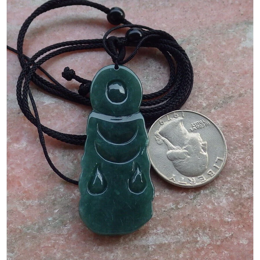 Certified Green Burma Natural A Jade Jadeite Pendant Guanyin Kwan Yin Necklace - Image 8