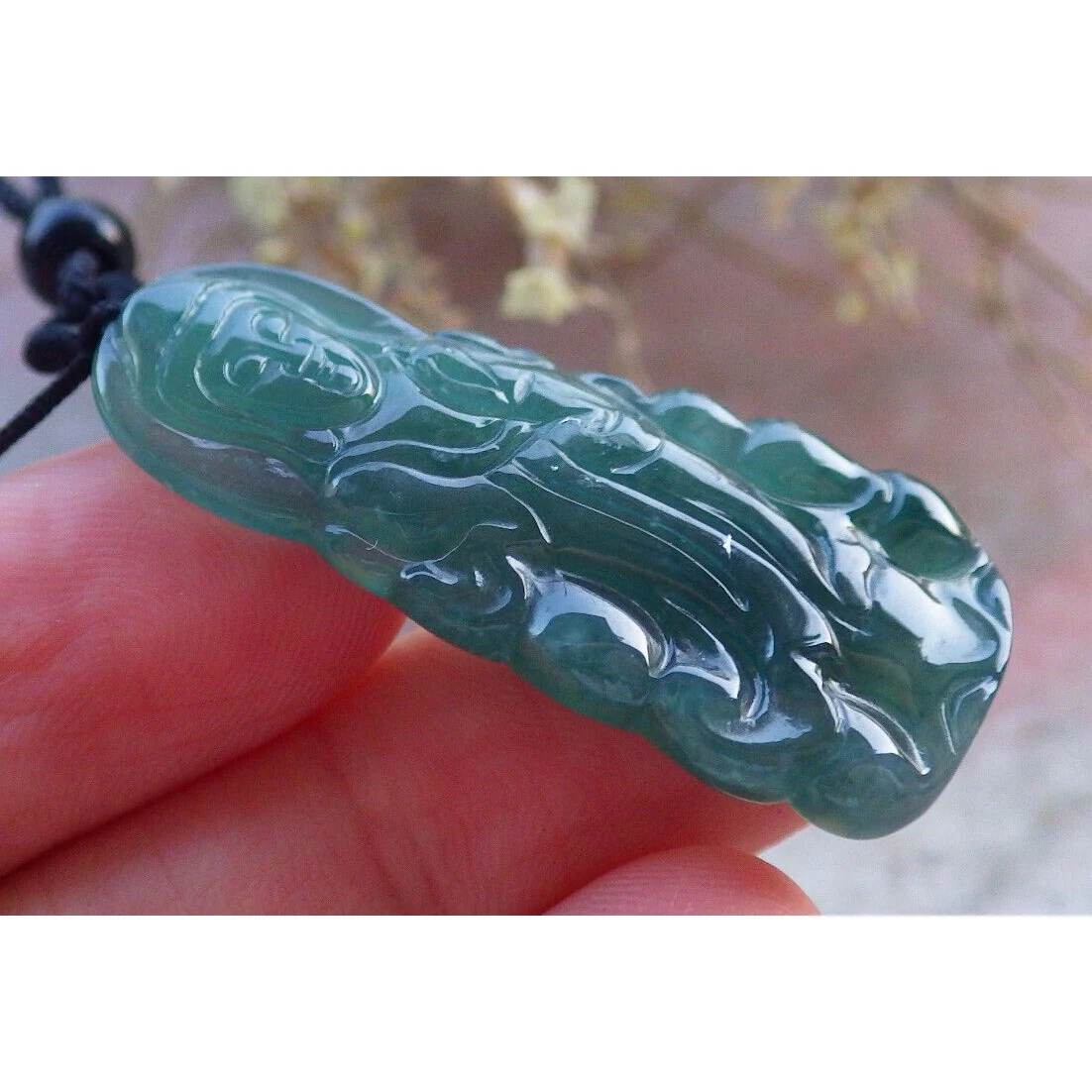 Certified Green Burma Natural A Jade Jadeite Pendant Guanyin Kwan Yin Necklace - Image 4