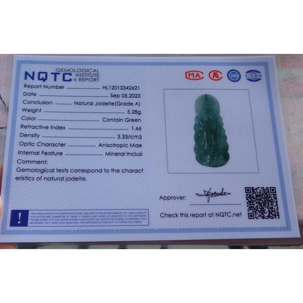 Certified Green Burma Natural A Jade Jadeite Pendant Guanyin Kwan Yin Necklace - Image 9