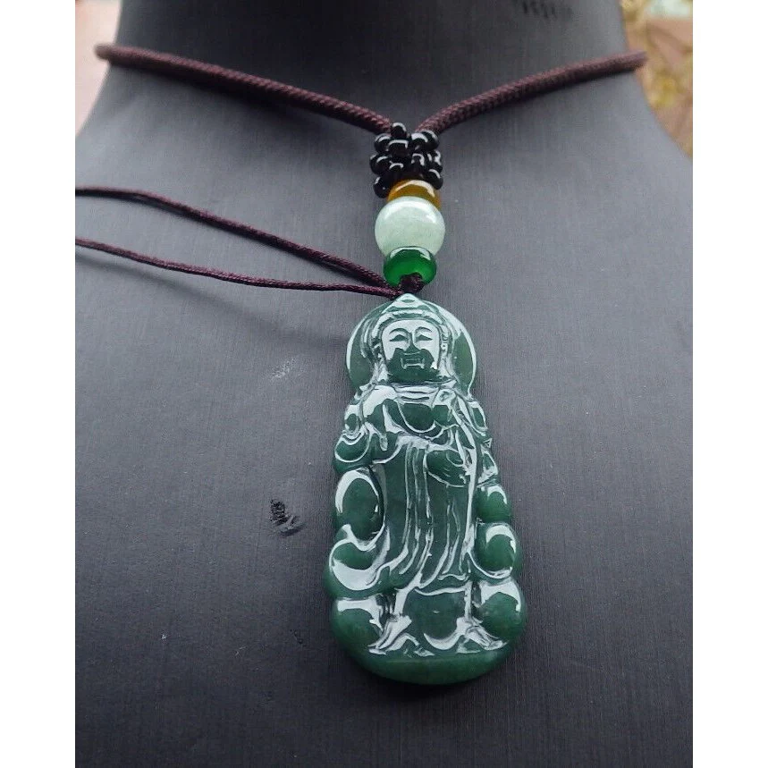 Certified Green Burma Natural A Jade Jadeite Pendant Guanyin Kwan Yin - Image 2