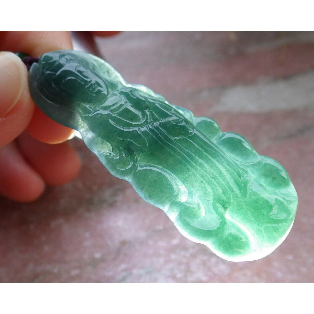 Certified Green Burma Natural A Jade Jadeite Pendant Guanyin Kwan Yin - Image 4