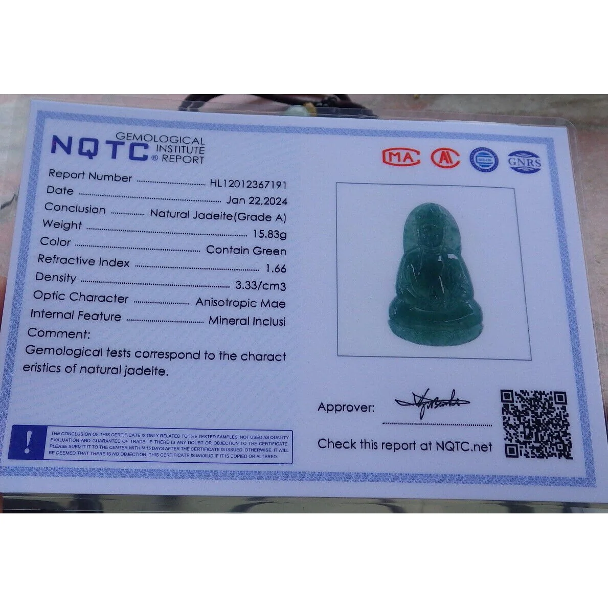 Certified Green Burma Natural A Jade Jadeite Pendant Guanyin Kwan Yin - Image 10