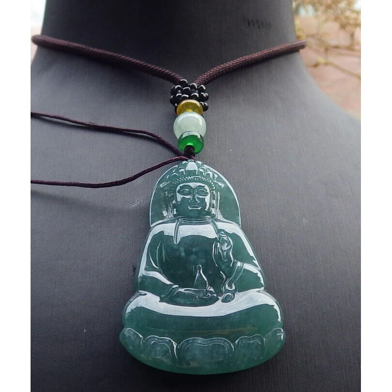 Certified Green Burma Natural A Jade Jadeite Pendant Guanyin Kwan Yin - Image 2