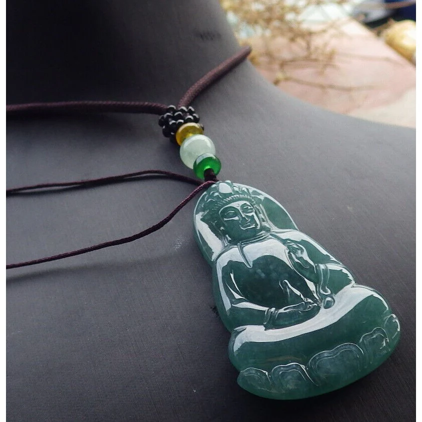 Certified Green Burma Natural A Jade Jadeite Pendant Guanyin Kwan Yin - Image 3