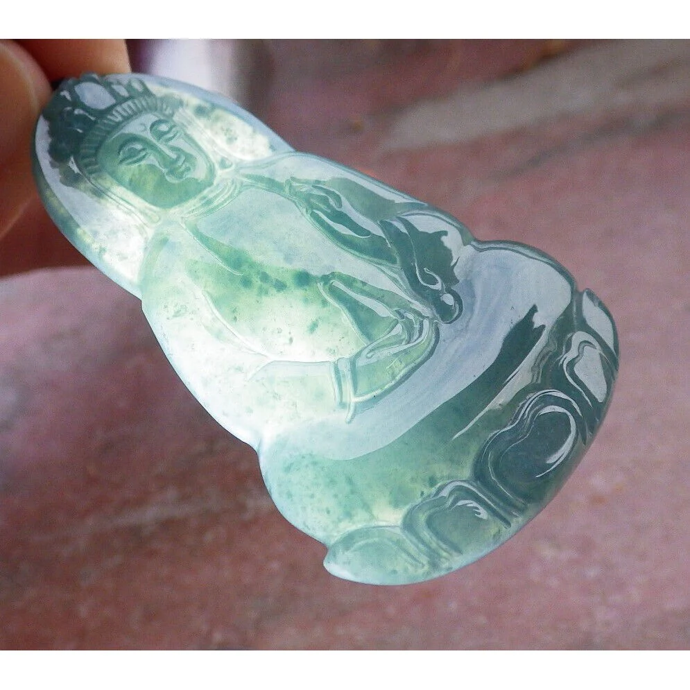 Certified Green Burma Natural A Jade Jadeite Pendant Guanyin Kwan Yin - Image 5