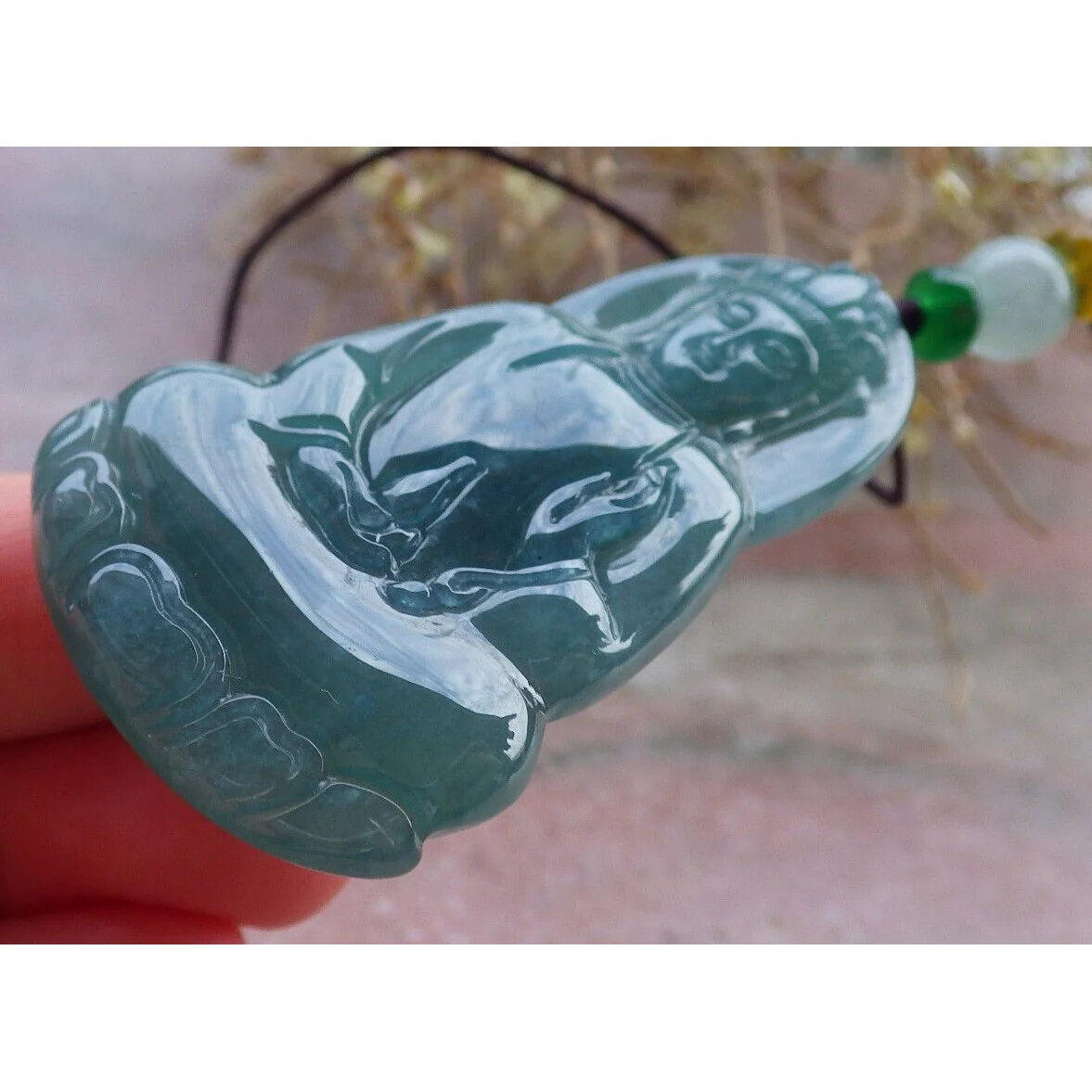 Certified Green Burma Natural A Jade Jadeite Pendant Guanyin Kwan Yin - Image 6