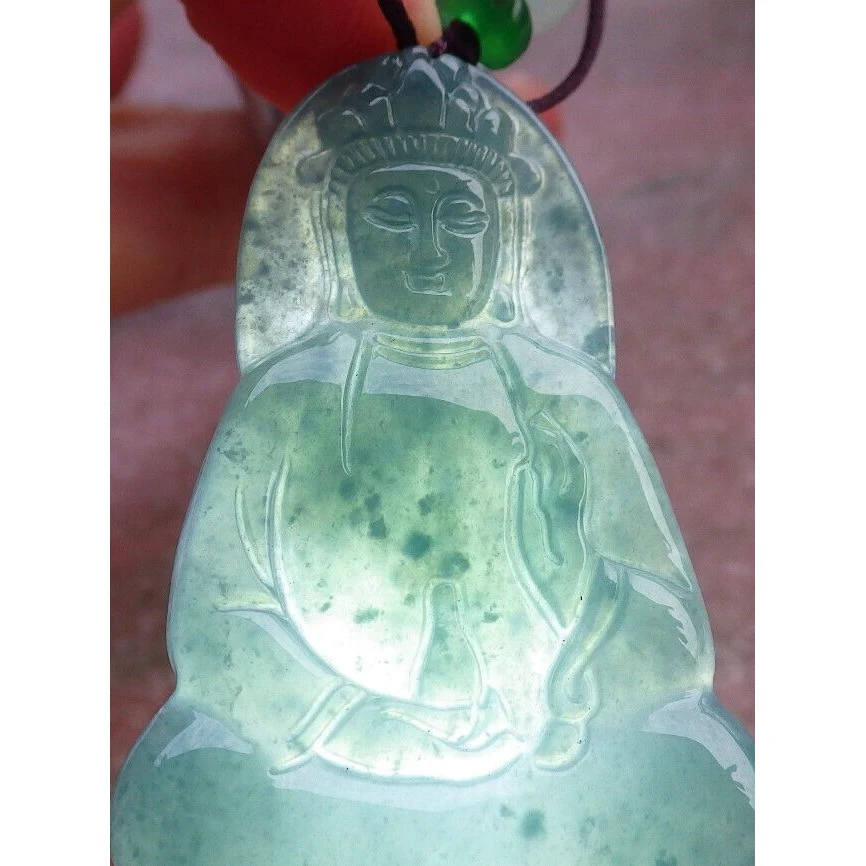 Certified Green Burma Natural A Jade Jadeite Pendant Guanyin Kwan Yin - Image 8