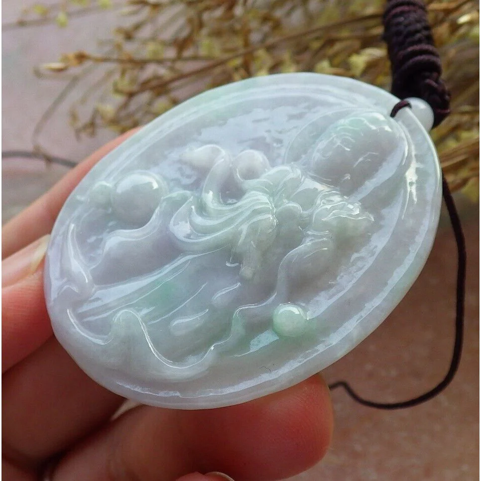 Certified Green Burma Natural A Jade Jadeite Pendant Guanyin Kwan Yin - Image 2