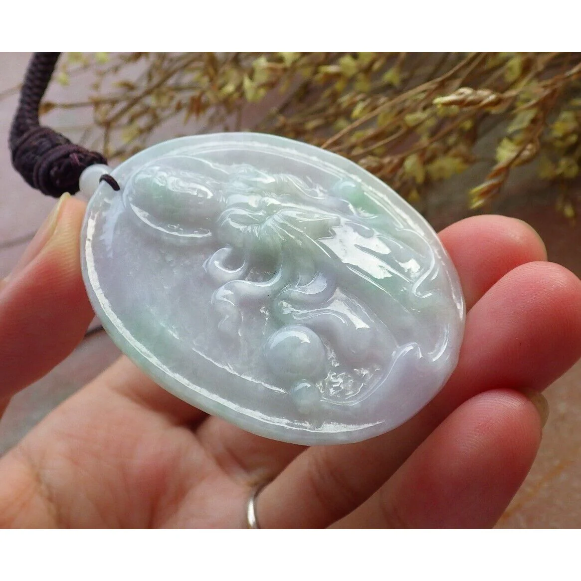 Certified Green Burma Natural A Jade Jadeite Pendant Guanyin Kwan Yin - Image 3