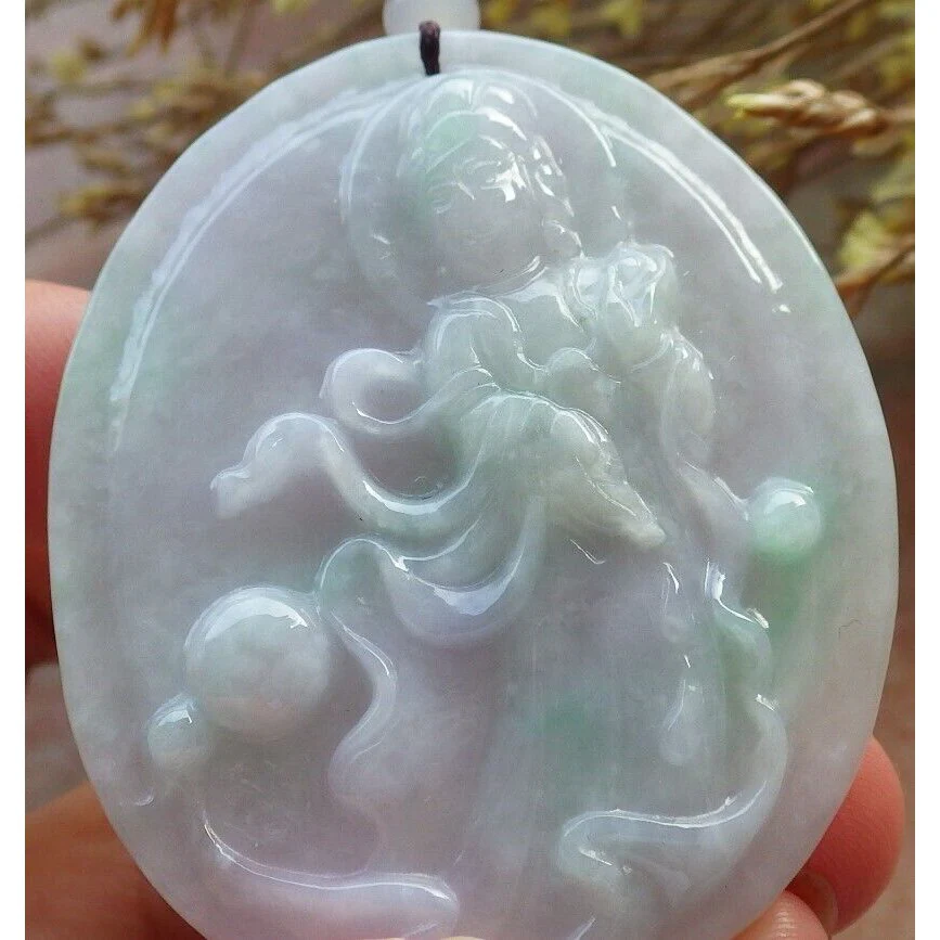 Certified Green Burma Natural A Jade Jadeite Pendant Guanyin Kwan Yin - Image 5