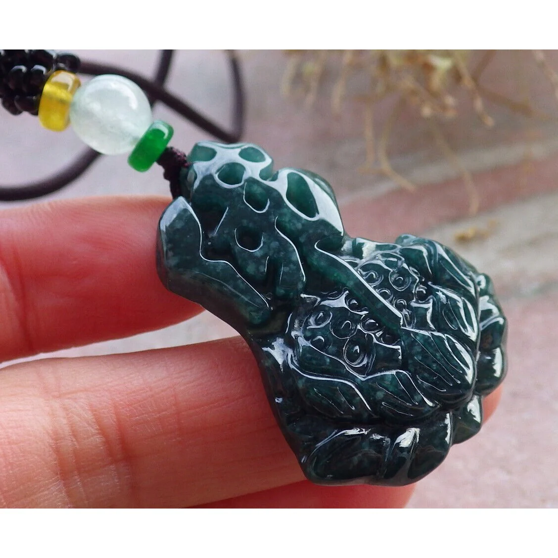 Certified Green Burma Natural A Jade Jadeite Pendant Lotus Flower Buddha - Image 4
