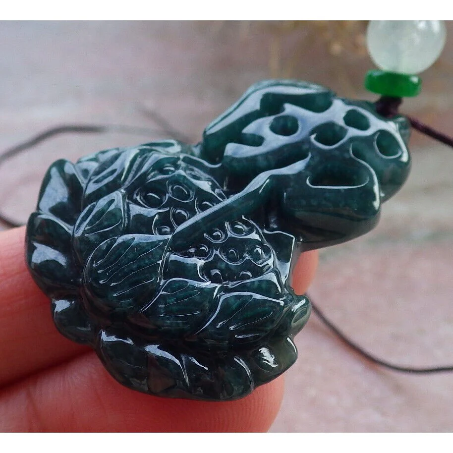 Certified Green Burma Natural A Jade Jadeite Pendant Lotus Flower Buddha - Image 5