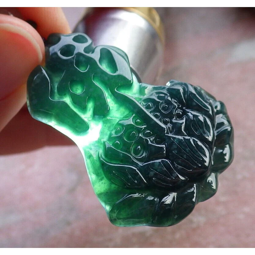 Certified Green Burma Natural A Jade Jadeite Pendant Lotus Flower Buddha - Image 6