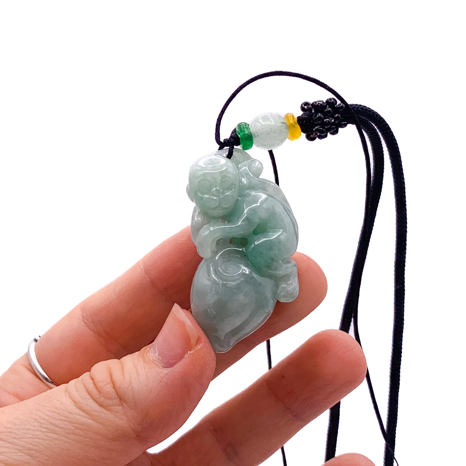 Certified Green Burma Natural A Jade Jadeite Pendant Monkey Peach - Image 2
