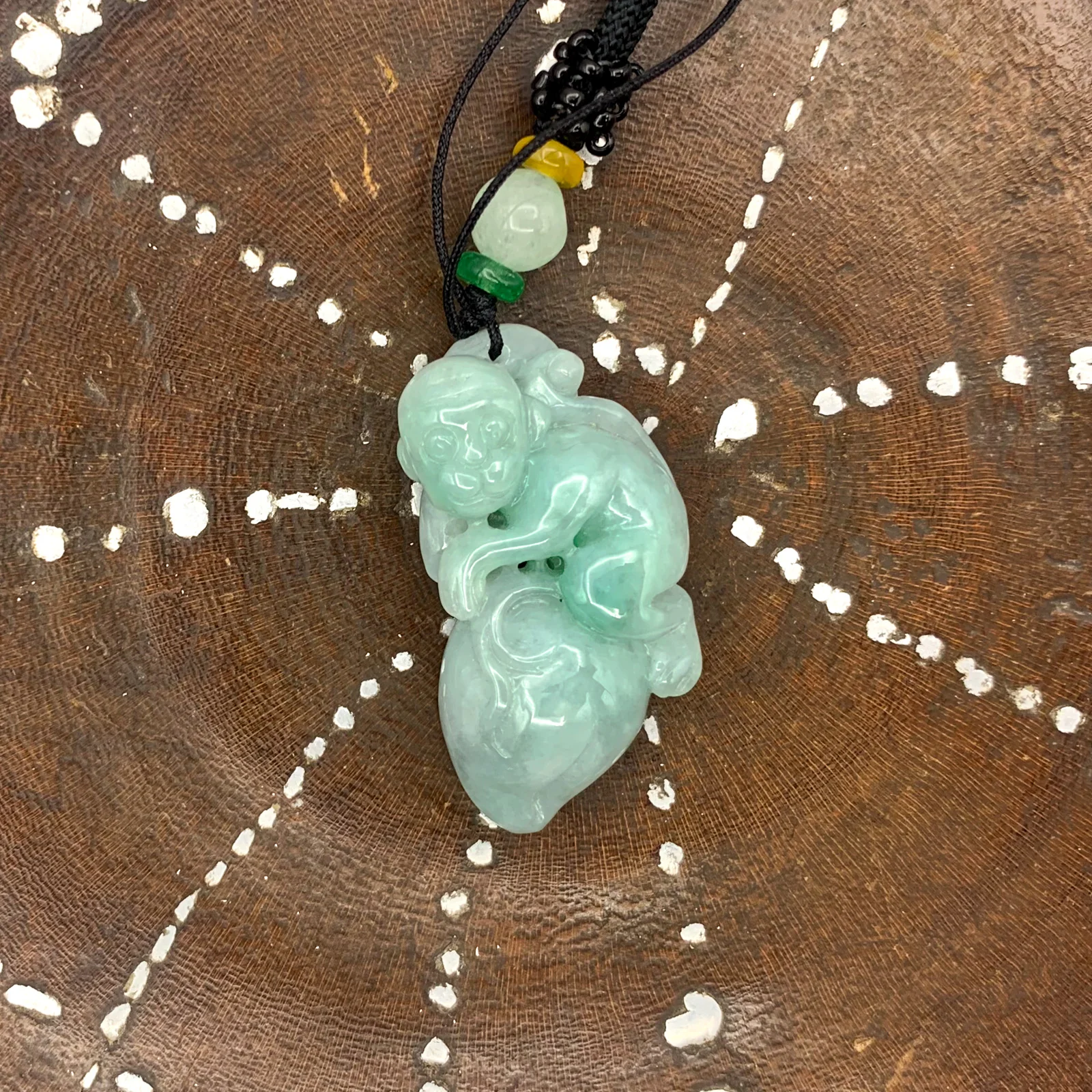 Certified Green Burma Natural A Jade Jadeite Pendant Monkey Peach - Image 3