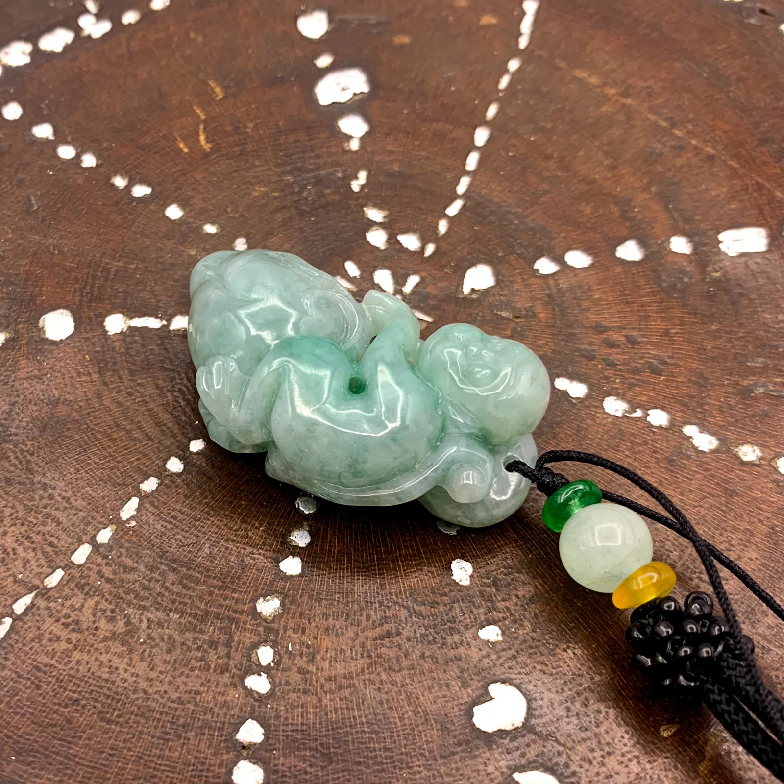 Certified Green Burma Natural A Jade Jadeite Pendant Monkey Peach - Image 6