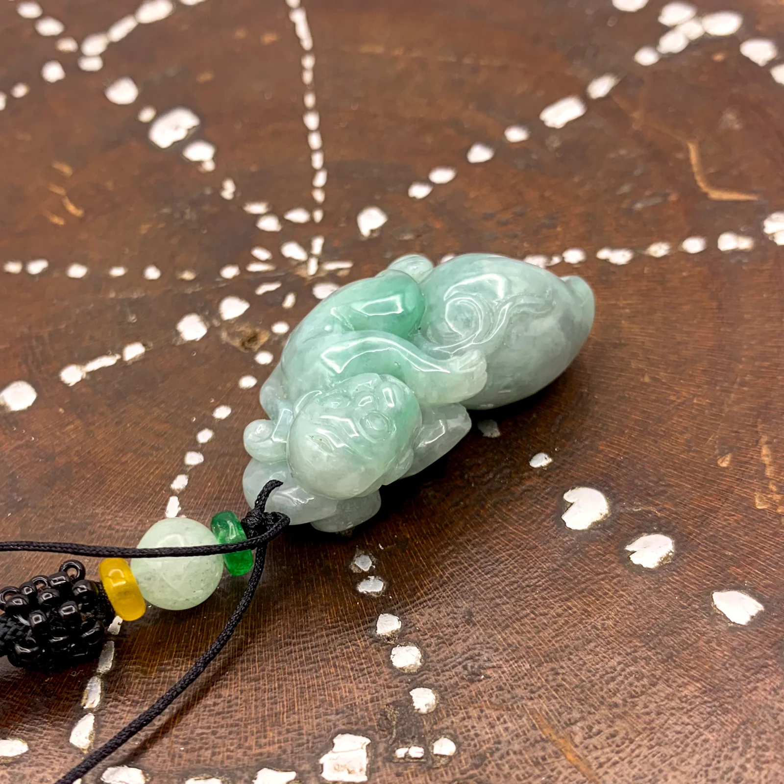 Certified Green Burma Natural A Jade Jadeite Pendant Monkey Peach - Image 7