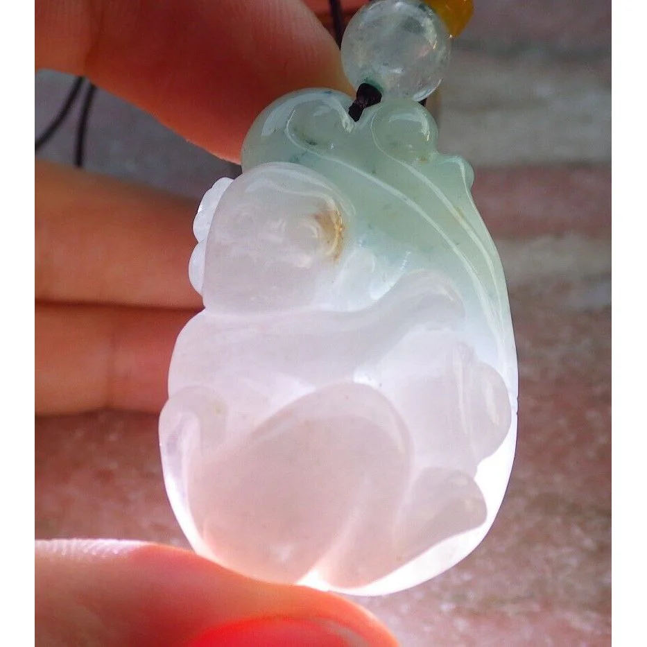 Certified Green Burma Natural A Jade Jadeite Pendant Monkey Yuan Bao - Image 2