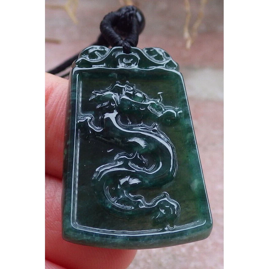 Certified Green Burma Natural A Jade Jadeite Pendant Phoenix Dragon (Pair) Necklaces - Image 7