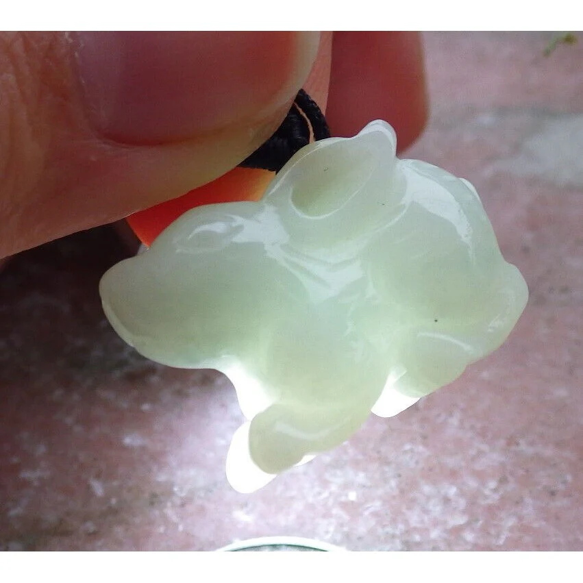 Certified Green Burma Natural A Jade Jadeite Pendant Rabbit Necklace - Image 4