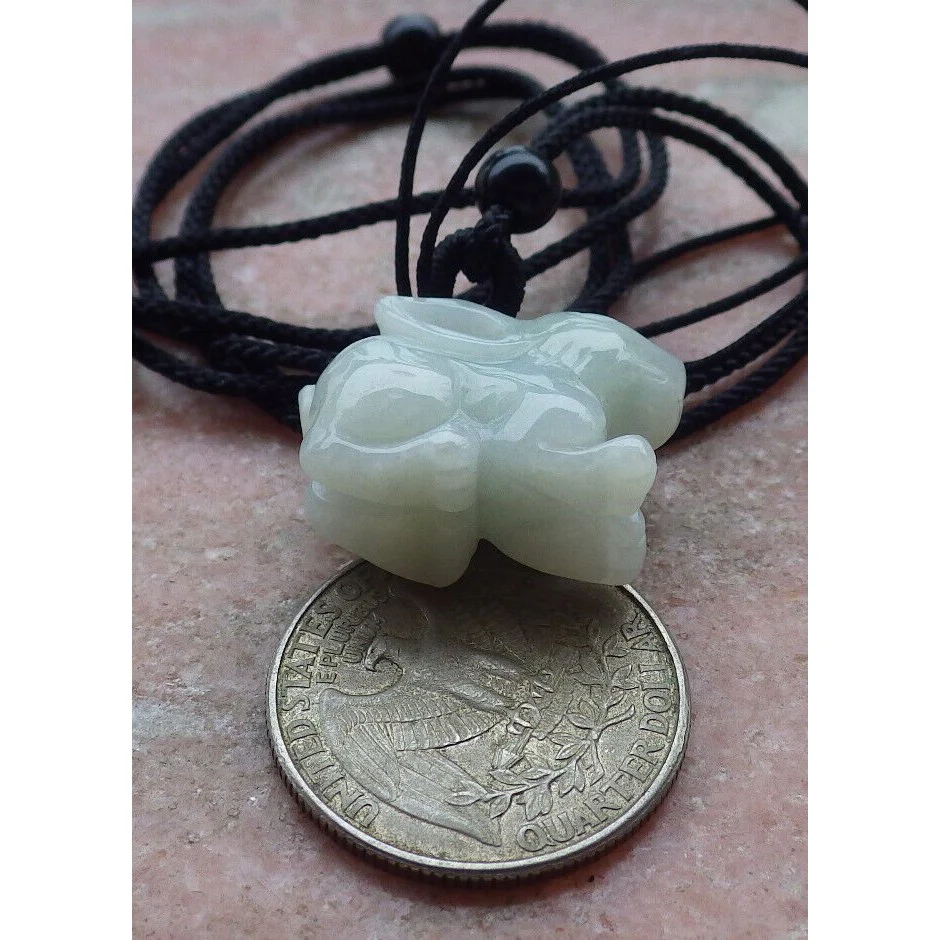 Certified Green Burma Natural A Jade Jadeite Pendant Rabbit Necklace - Image 5