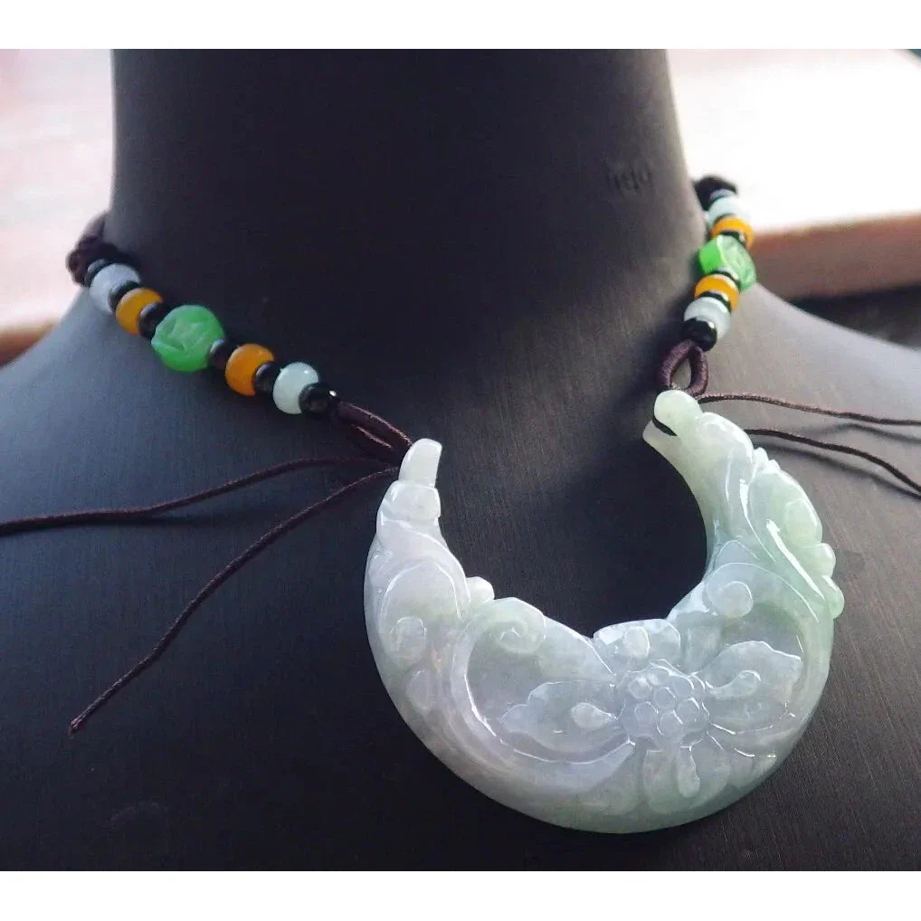 Certified Green Burma Natural A Jade Jadeite Pendant Ruyi Butterfly Necklace - Image 10