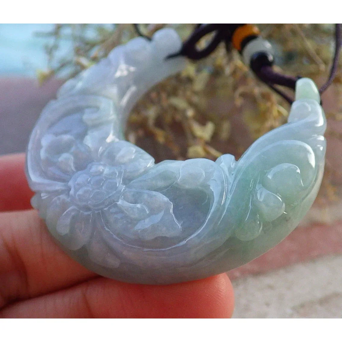 Certified Green Burma Natural A Jade Jadeite Pendant Ruyi Butterfly Necklace - Image 2