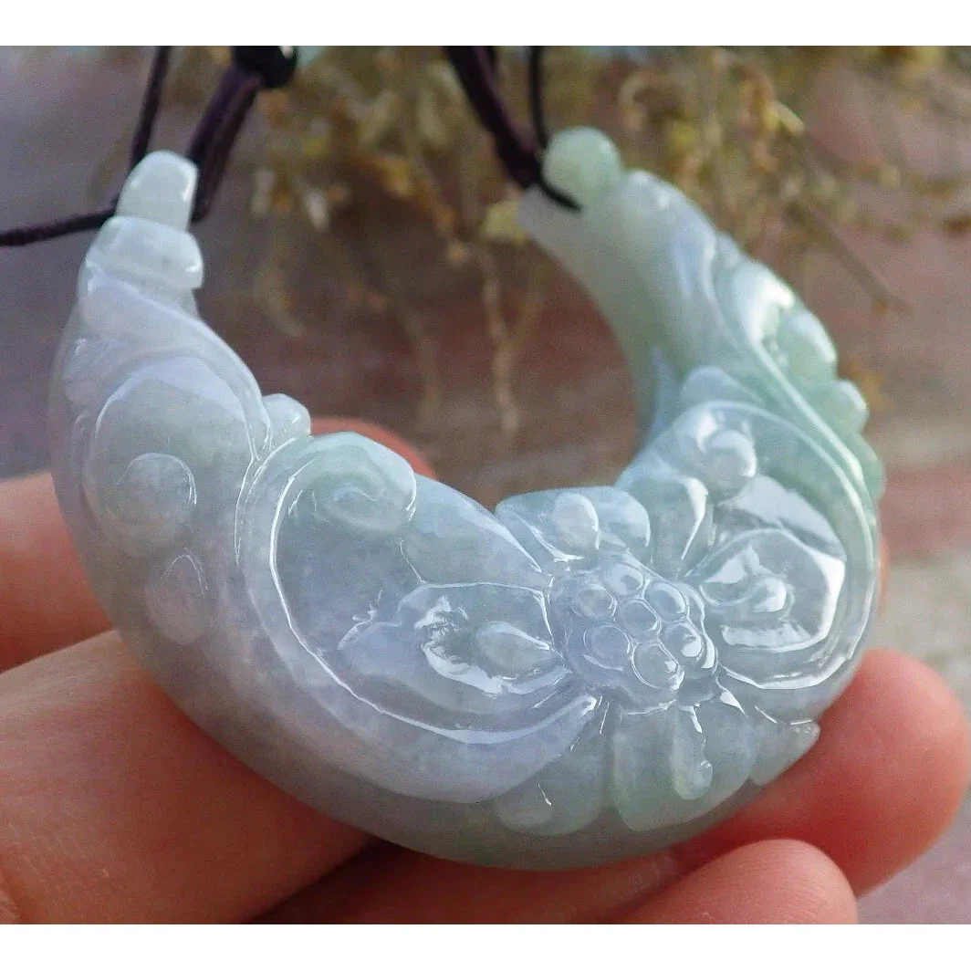 Certified Green Burma Natural A Jade Jadeite Pendant Ruyi Butterfly Necklace - Image 3