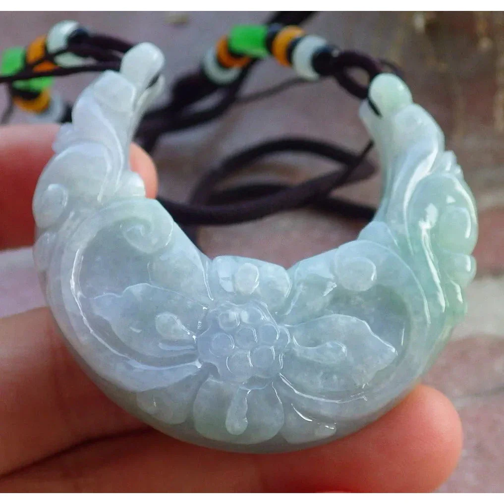 Certified Green Burma Natural A Jade Jadeite Pendant Ruyi Butterfly Necklace - Image 4