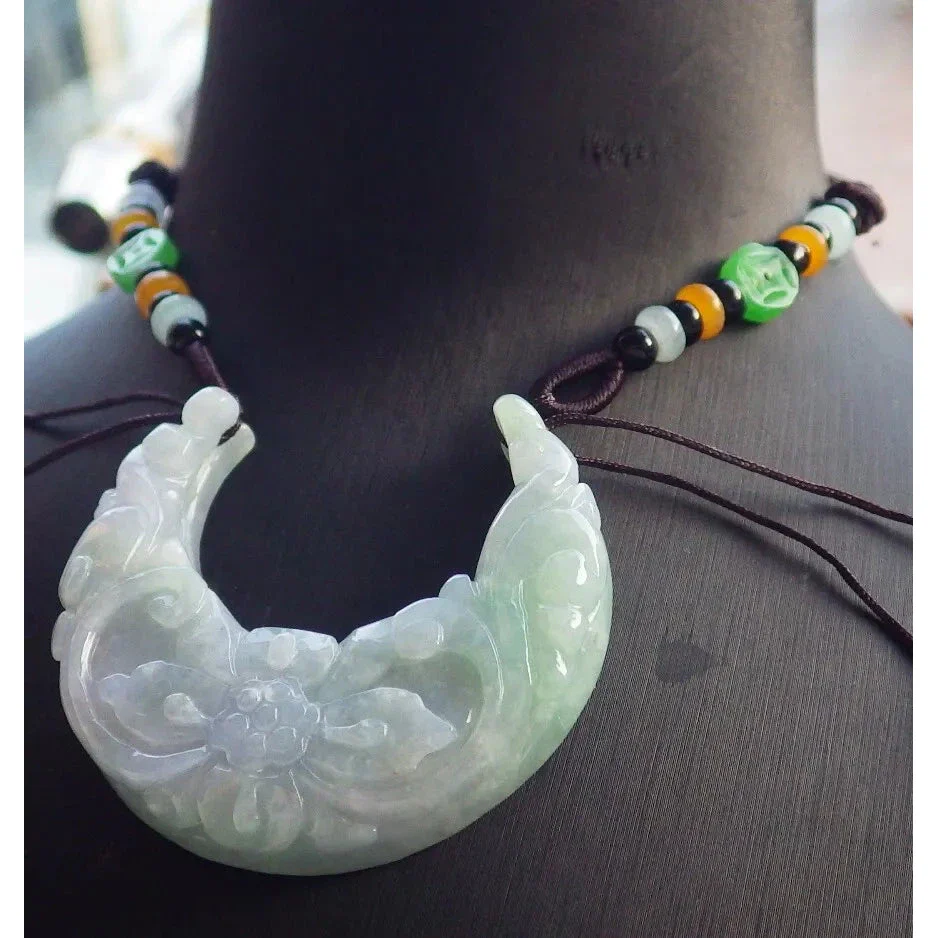 Certified Green Burma Natural A Jade Jadeite Pendant Ruyi Butterfly Necklace - Image 7
