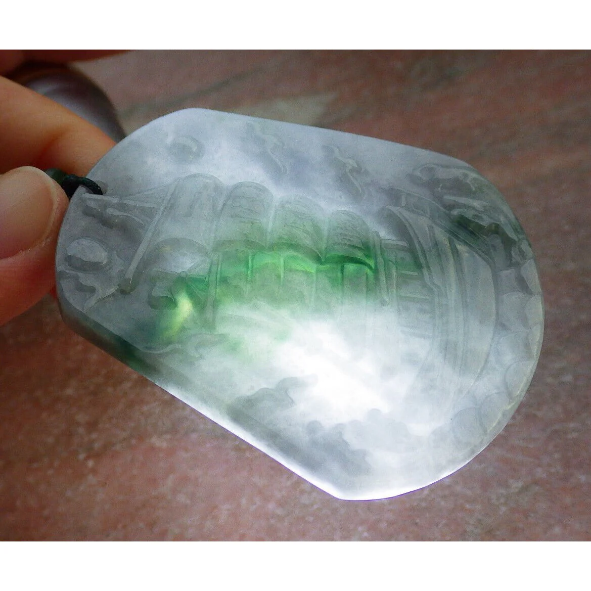 Certified Green Burma Natural A Jade Jadeite Pendant Sailboat Necklace - Image 7